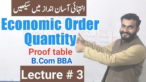 economics order quantity | economic order quantity b.com | EOQ | cost accounting