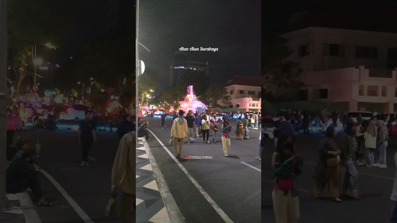 Kawasan Alun Alun Surabaya Malam Hari 