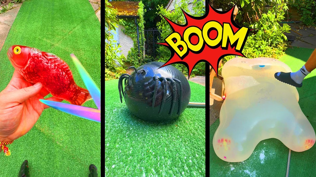Stretched Inflatable Inflating Stretchy Toys with Water Until They Burst! - YouTube