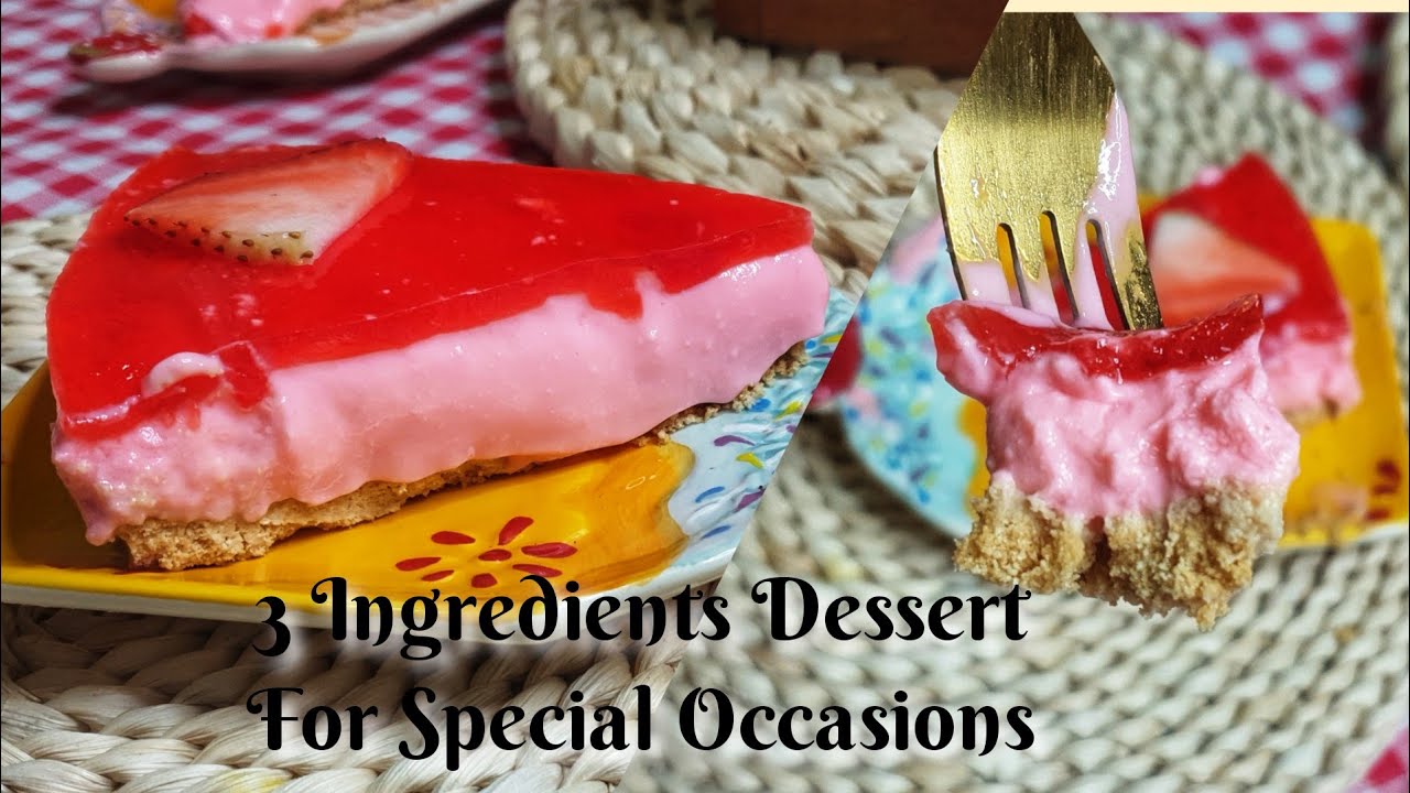 3 Ingredient Yogurt Jelly Fridge tart / Yogurt & Strawberry Recipe