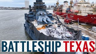 Drone Footage Battleship USS Texas in Galveston