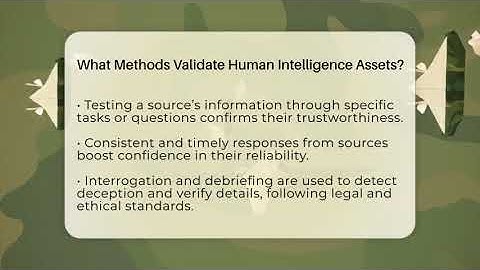What Methods Validate Human Intelligence Assets? - Tactical Warfare Experts
