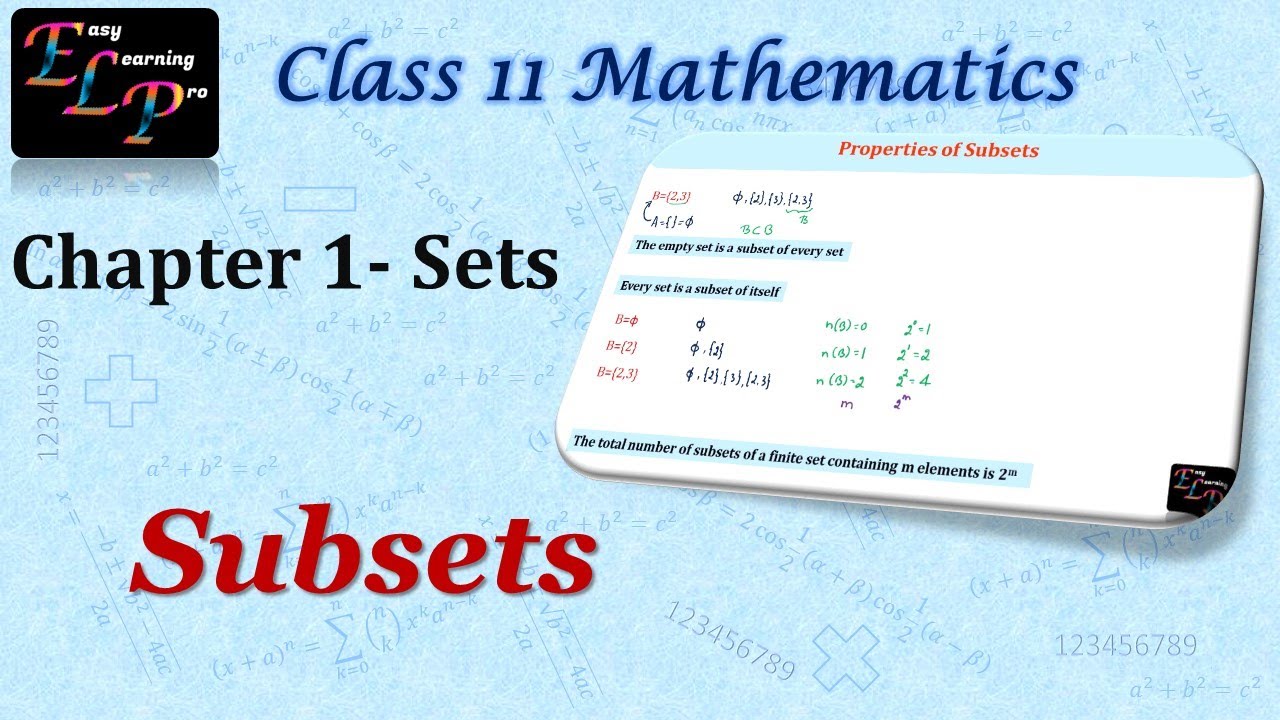 Subsets | Chapter 1 | Sets | Class 11 | Mathematics | NCERT/CBSE/STATE ...
