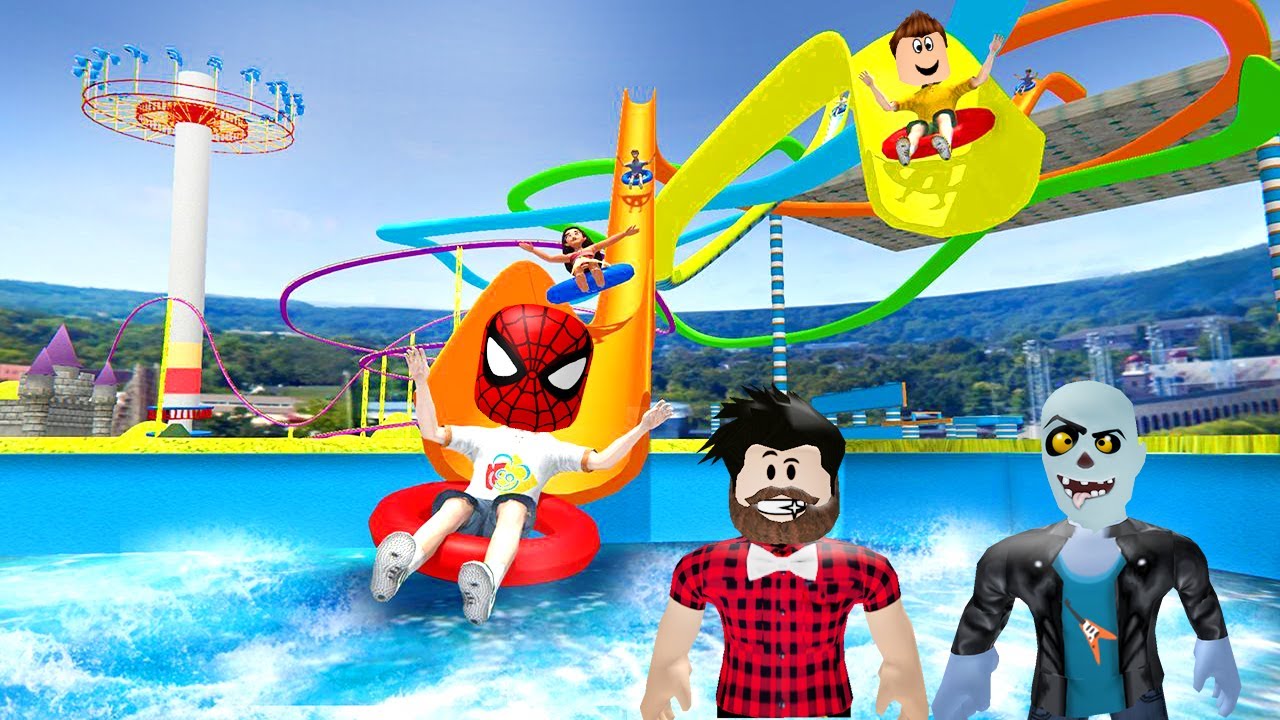 ZOMBİK VE ÖRÜMCEK ADAM KAYDIRAK HAVUZU ÇOK ZEVKLİ - Roblox Su Parkı