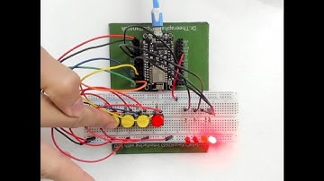 ใบงานที่ 5.2  การเขียนโปรแกรม   ไมโครคอนโทรลเลอร์ รับค่าจากสวิตซ์ แสดงผลที่แอลอีดี 4 หลอด