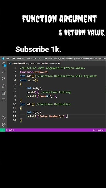 Function With Argument & Return Value II In PC 🖥️🖥️#c #shorts #viral # ...