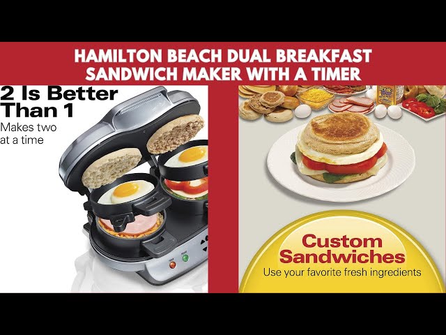 Dual Breakfast Sandwich Maker with Timer Silver Breakfast Just in