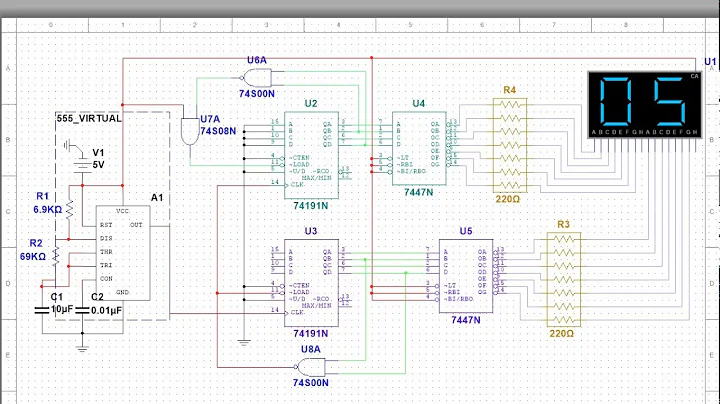 lm555 7segment 0-99 counter with multisim