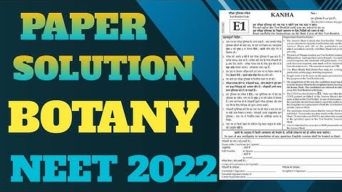 biology paper solution neet 2022| botany|