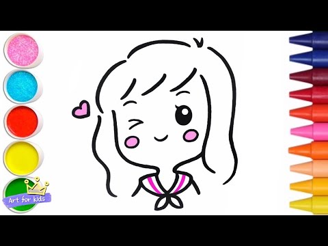 How to draw a girl / coloring and painting for kids & toddlers / girl ...