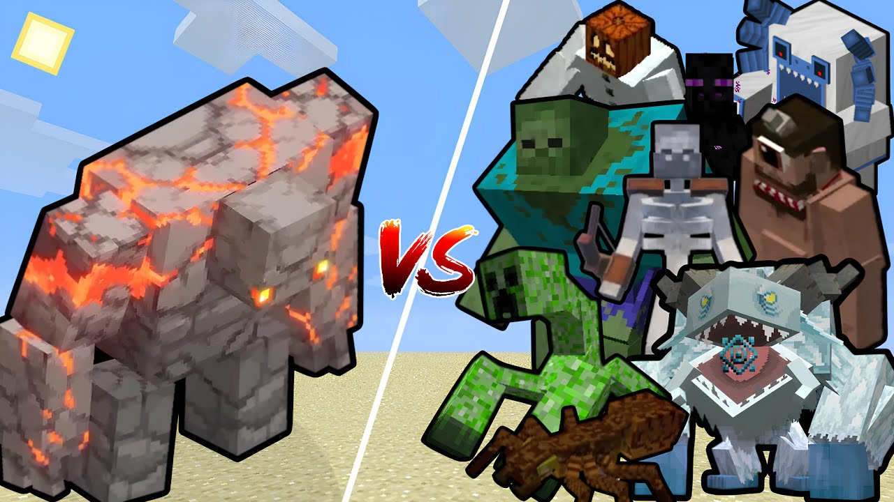 REDSTONE GOLEM VS MUTANT MOBS - Batlle in minecraft - YouTube