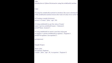Introduction to the dictionaries set default method (Python) [datasciencecookie.com]