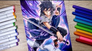 رسم ساسكي من انمي ناروتو بطريقة احترافية 🔥🔥🔥Draw Sasuke from the anime Naruto in a professional way