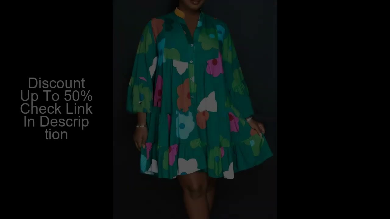 Plus Size 2024 Autumn New Floral Printed Women's Dresses Casual Loose Button Fashion Streetwear Poly