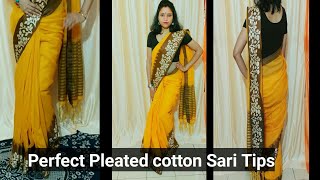 How to perfectly Drape Cotton sari #cottonsari #Hidden tips for beginner's | #frontpleat #sidepleat