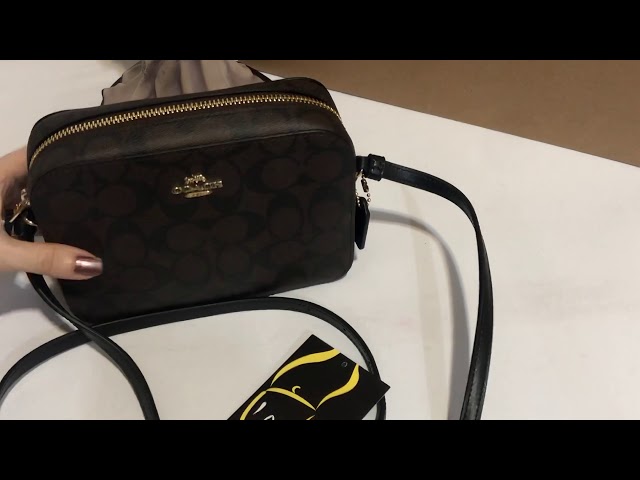 COACH Mini Camera Bag In Signature Leather in Black