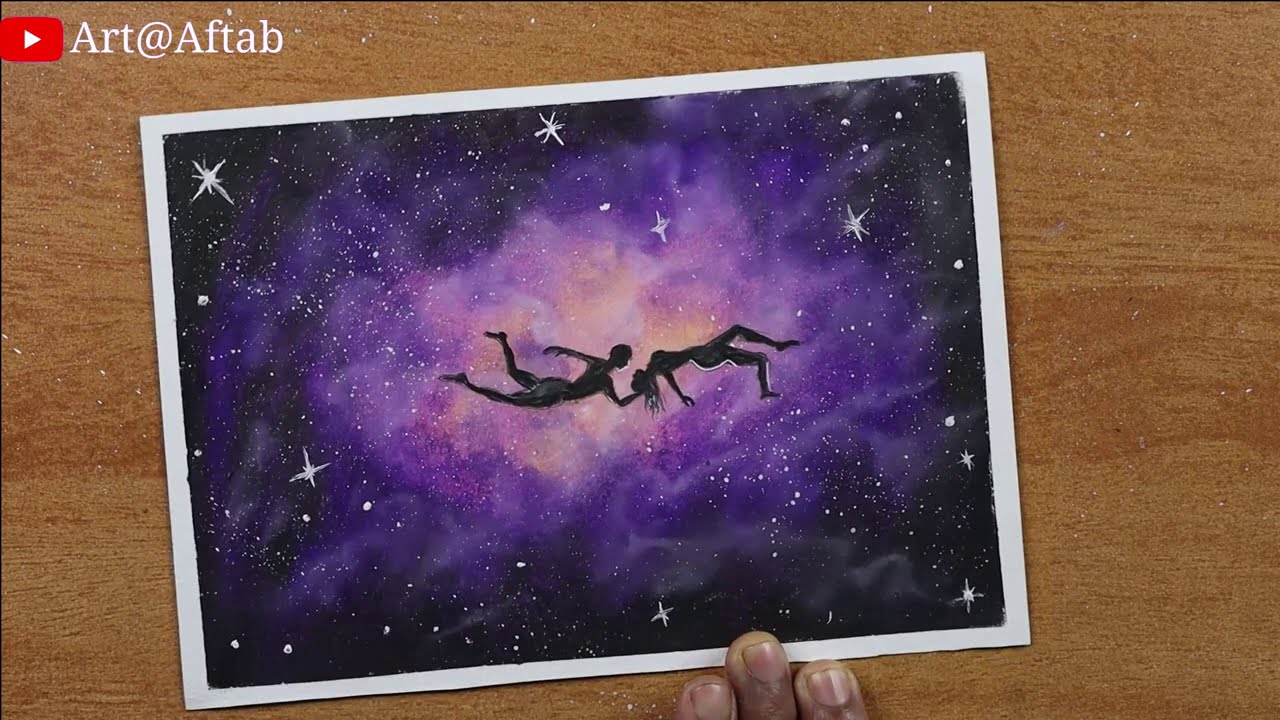 Lost in Space / Galaxy Drawing with oil pastel / Easy oil pastel drawing  for beginners - YouTube