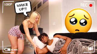 SLEEPING On The COUCH To See How My Girlfriend Reacts! **CUTE**