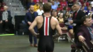 Brody Teske celebrates with Mom & Dad after becoming Iowa's 26th 4-time State Champion