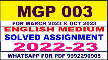 mgp 3 solved assignment 2022-23 in english | mgp 3 solved assignment 2022-23 | mgp 3 2023