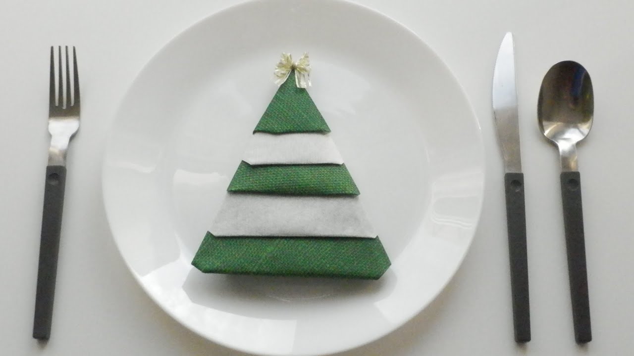 adornos navideños servilleta arbol de navidad christmas how to fold a christmas tree napkin