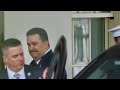 Iraqi prime minister mohammed shia al sudani motorcade arrives at the white house to meet biden