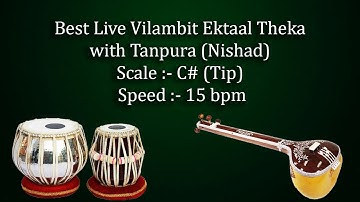 Best Live Vilambit Ektaal Theka with Nishad Tanpura | 15 bpm | Kali 1 | C# scale | काळी १