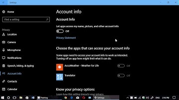 Windows 10 Creators update Privacy Settings Account Info and Sharing with apps