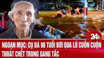 Ngoạn mục: Cụ bà 90 tuổi bơi qua lũ cuồn cuộn, thoát chết trong gang tấc