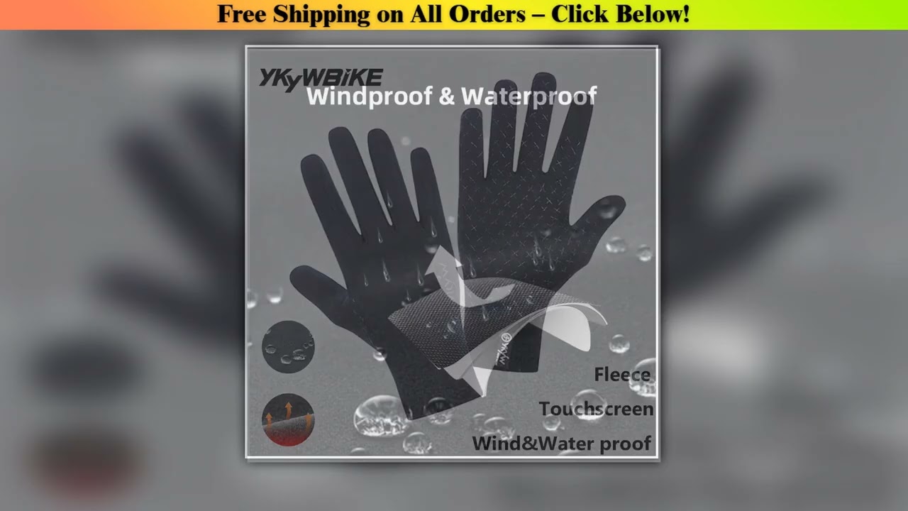YKYWBIKE Cycling Gloves Full Finger Waterproof Autumn Winter Warm Touchscreen AntiSlip Skiing Army