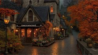 An Old Bookstore Glows Along a Rainy Autumn Village Street | Dark Academia Piano Ambience screenshot 4