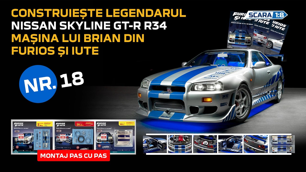 Macheta Nissan Skyline GT-R R34 Nr.18 1:8 DeAgostini Fast Furious