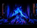 🌌 Blue Fire Fireplace in Dark Room | Peaceful Crackling Flames for Stress Relief & Relaxation