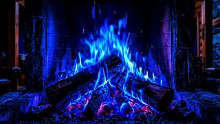 🌌 Blue Fire Fireplace in Dark Room | Peaceful Crackling Flames for Stress Relief & Relaxation