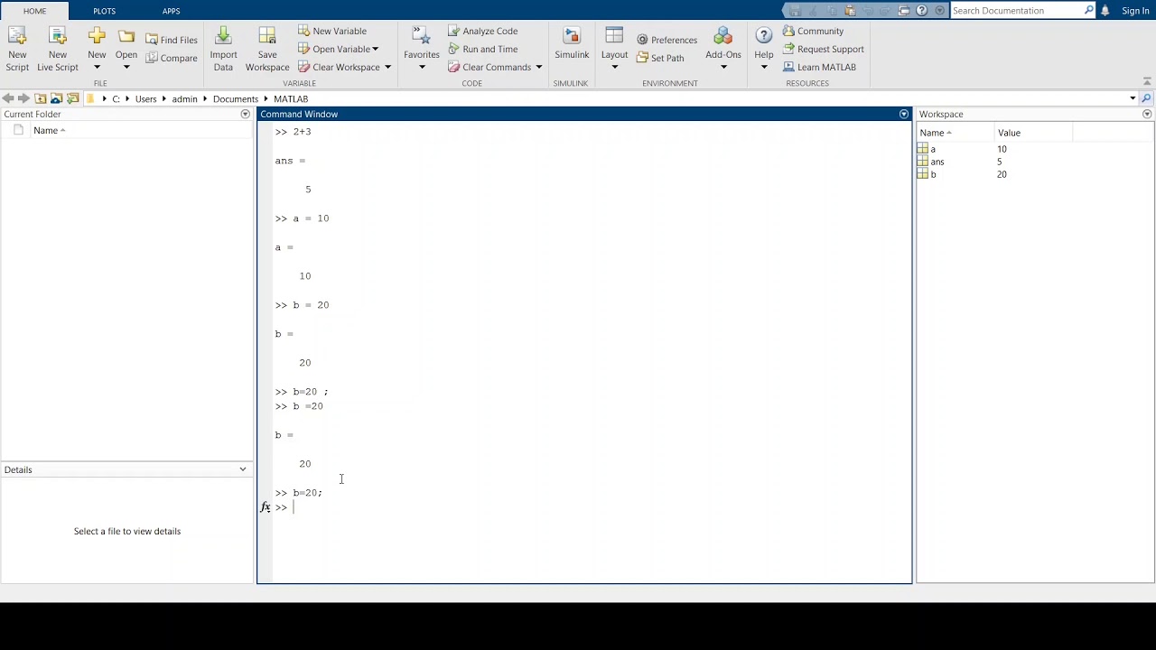 assignment operator in matlab