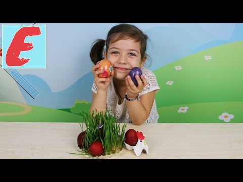 ემილიასთან ერთად აღდგომის წითელ კვერცხებზე ვაკრავთ სტიკერებს