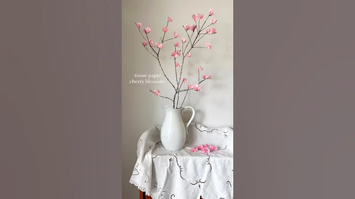 Make This Tissue Paper Cherry Blossom Arrangement #tissuepaperflowers #paperflowers #paperflower
