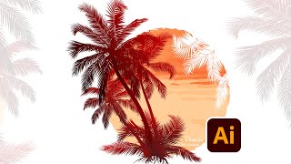 How to Design a Summer Tropical Logo Background Image in Adobe Illustrator