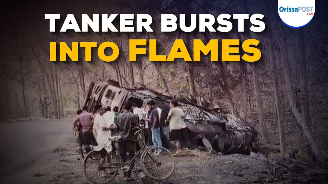Bitumen tanker overturns, catches fire on NH-149 in Angul | Driver dies ...