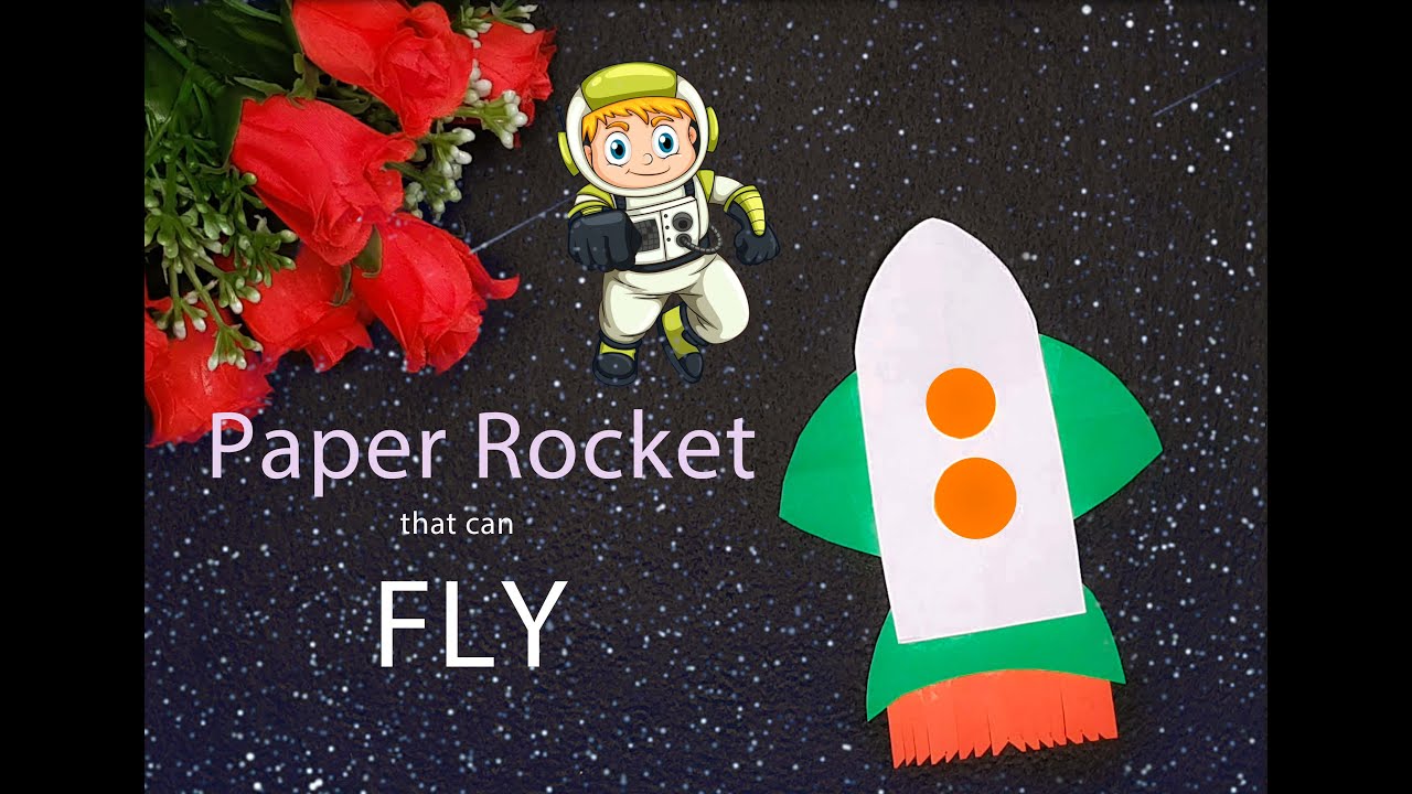 Kids DIY paper SPACE Rocket craft l It can fly and its easy to make ...