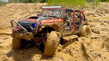 Axial SCX10 II | Jeep Rubicon | 1/10 Scale RC car | Mud Course & Off-Road Driving | ASMR -29 #rccar