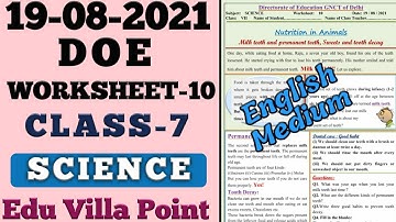 Class 7 Science Worksheet 10(19/08/2021) English Medium| Class 7 Science | Edu Villa Point