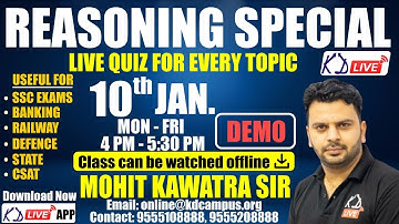 Reasoning Special Batch For SSC/CGL/CHSL/CPO/RAILWAY/STATE EXAM | Reasoning | Demo 04 | By Mohit Sir