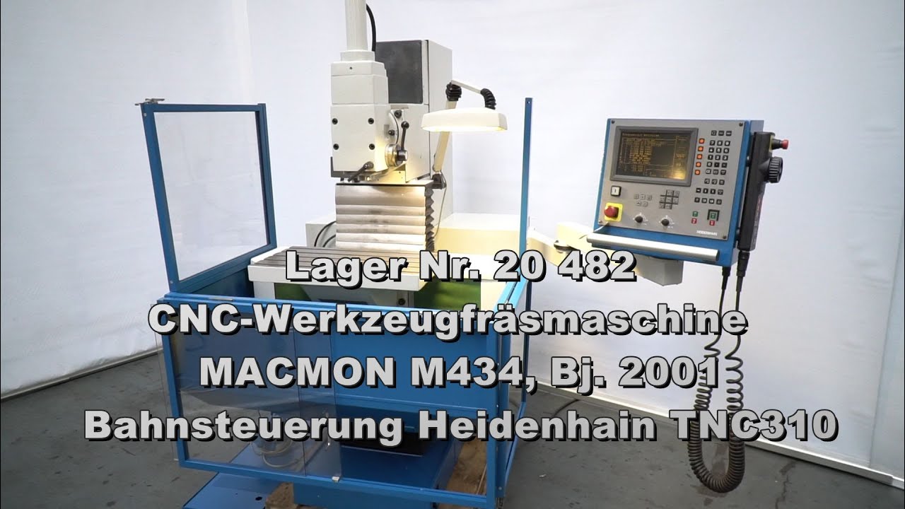 Lager Nr 20482   CNC Werkzeugfrsmaschine MACMON M434 Bj 2001 Bahnsteuerung Heidenhain TNC310