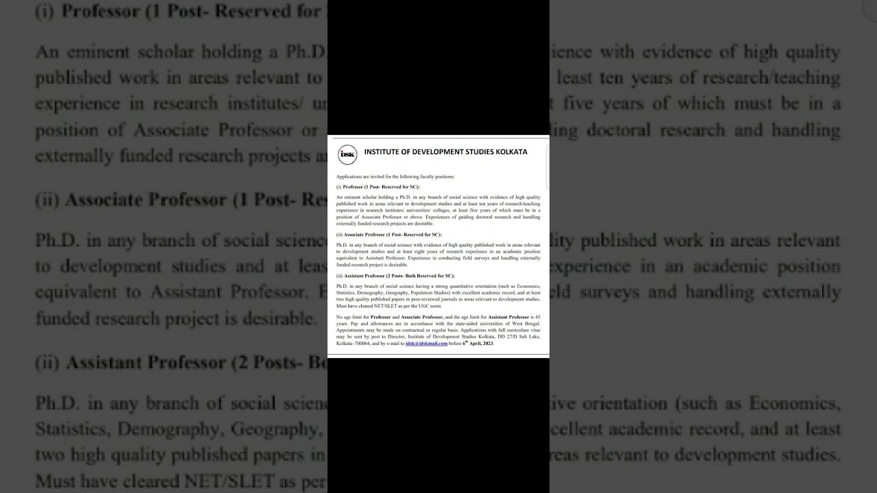 Institute of development studies || teacher recruitment 2023