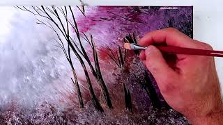 Lavender Morning Glow: Path to Tranquility - A Serene Acrylic Landscape