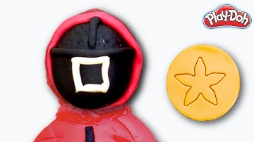 How to Make Squid Game Pink Soldiers : DIY with Playdoh/Clay (Dalgona Candy Shapes)