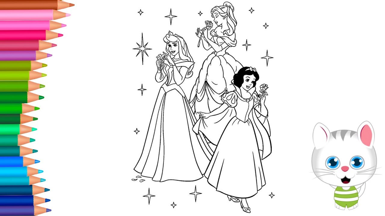 الأميرات صفحة التلوين مع ميمي كيفية رسم ولون الأيادي الصغيرة