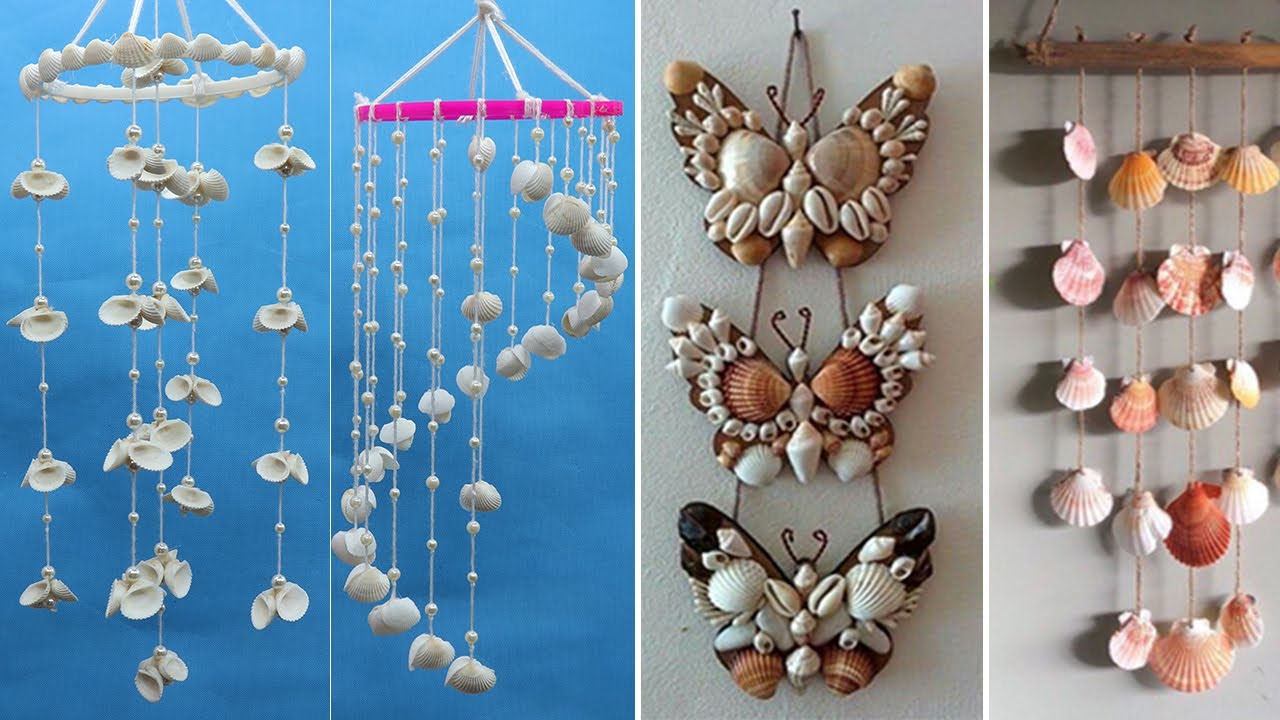 10 Seashell wall hanging craft ideas  Home decorating ideas handamde 