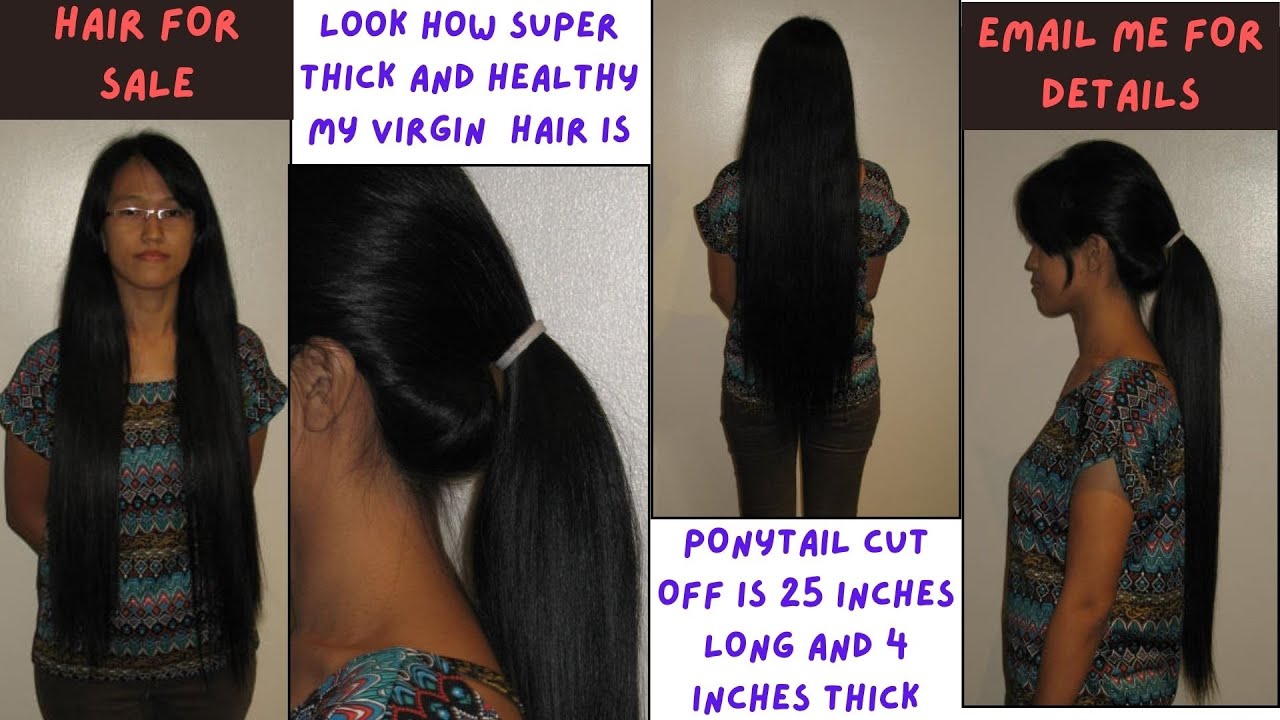 ladies long hair cut off in a ponytail 